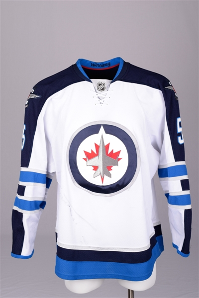 Mark Scheifeles 2014-15 Winnipeg Jets Game-Worn Jersey with Team LOA - Team Repairs! - Photo-Matched!