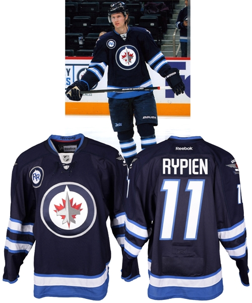 Jacob Troubas 2013-14 Winnipeg Jets Worn "Rick Rypien" Warm-Up Jersey with Team LOA - Rypien Patch! - Photo-Matched!