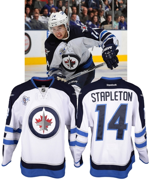 Tim Stapletons 2011-12 Winnipeg Jets Game-Worn Jersey with Team LOA - Inaugural Season Patch! - Photo-Matched!