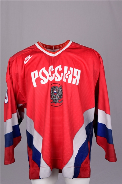 Vyacheslav Kozlovs Team Russia 1996 World Cup of Hockey Game-Issued Jersey with NHLPA COA