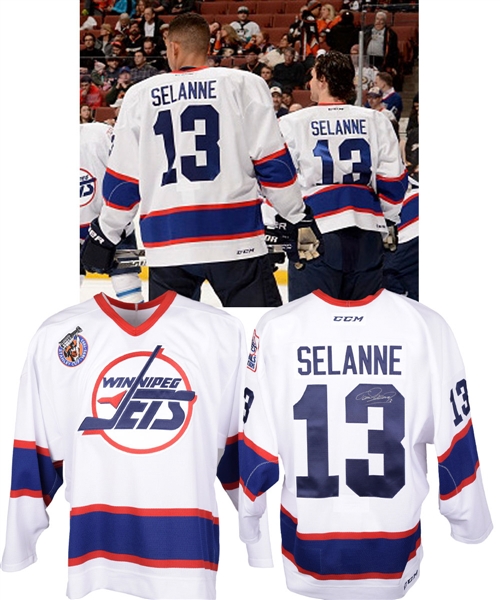 Tobias Enstroms 2014-15 Winnipeg Jets "Teemu Selanne Tribute Night" Worn Warm-Up Jersey with Team COA