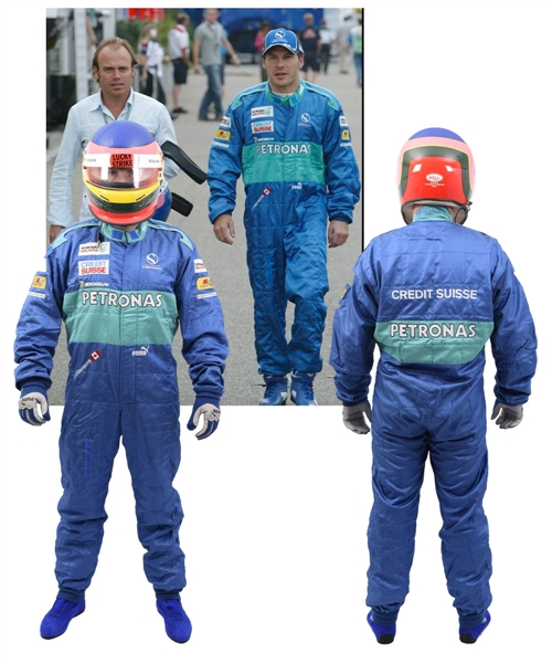 Jacques Villeneuves 2005 Credit Suisse Sauber Petronas F1 Team Race-Worn Suit