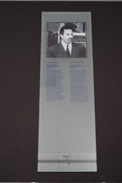 John Tortorella 2003-04 Tampa Bay Lightning Jack Adams Award Hockey Hall of Fame Display Panel (13 ½” x 42”)