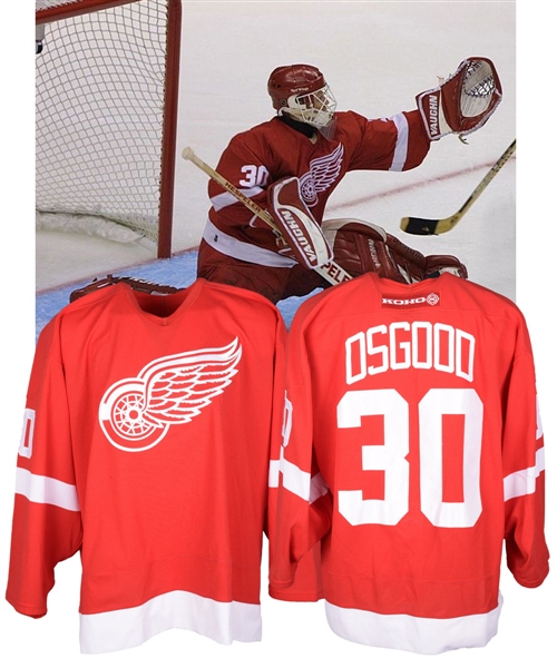 Chris Osgoods 2000-01 Detroit Red Wings Stanley Cup Playoffs Game-Worn Jersey - Photo-Matched!