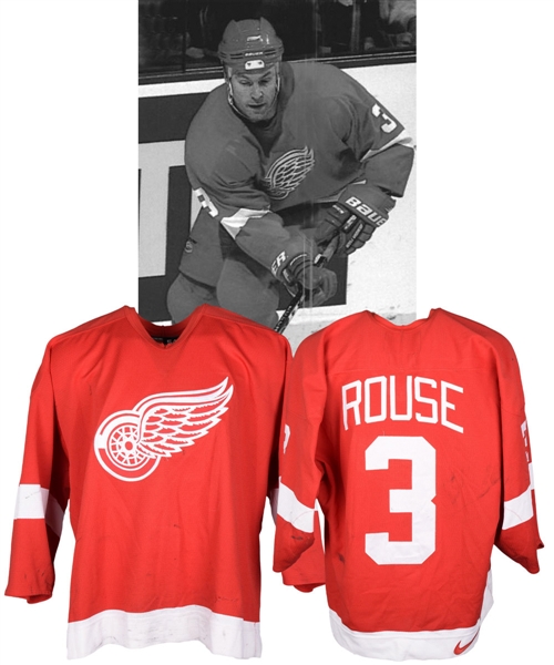 Bob Rouses 1996-97 Detroit Red Wings Game-Worn Jersey  - Nice Game Wear!