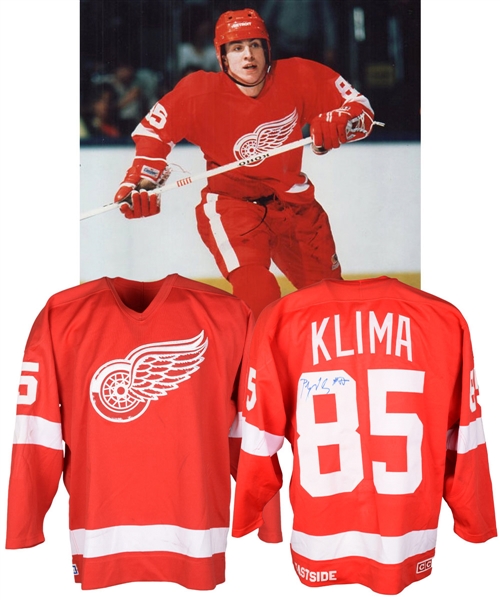 Petr Klimas 1986-87 Detroit Red Wings Signed Game-Worn Jersey  