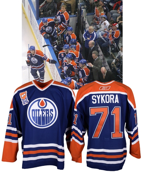 Petr Sykoras 2006-07 Edmonton Oilers "Mark Messier Night" Game-Worn Jersey with Team LOA - Messier #11 Patch!