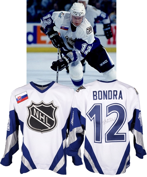 Peter Bondras 1999 NHL All-Star Game Signed World Team Game-Worn Jersey with LOA