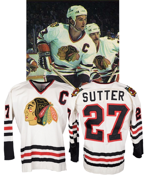 Darryl Sutters 1982-83 Chicago Black Hawks Game-Worn Captains Jersey with LOA
