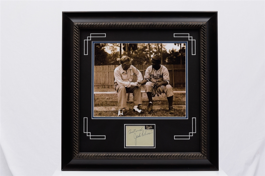 Jackie Robinson Montreal Royals Signed Framed Display with PSA/DNA LOA (22" x 23")