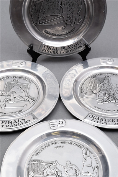 1974 Philadelphia Flyers Stanley Cup Championships Pewter Plate Collection of 4
