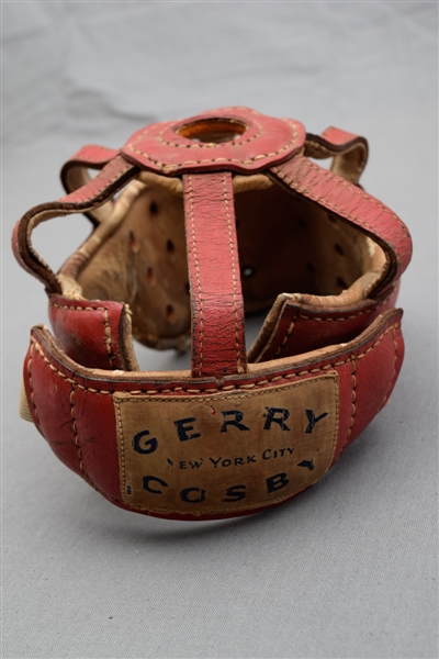 1940’s Gerry Cosby New York Red Leather Hockey Helmet