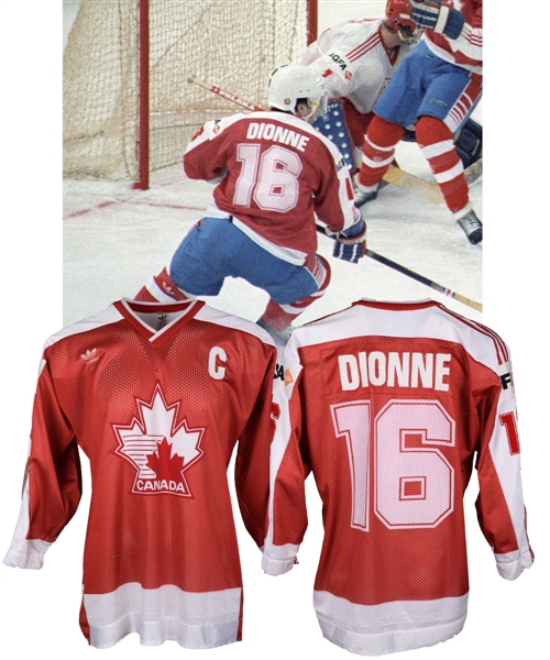 Marcel Dionnes 1986 World Championships Team Canada Game-Worn Captains Jersey with His Signed LOA - Photo-Matched!