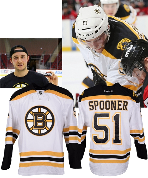 Ryan Spooners 2014-15 Boston Bruins Game-Worn Jersey with LOA - 1st NHL Goal! - Photo-Matched! 