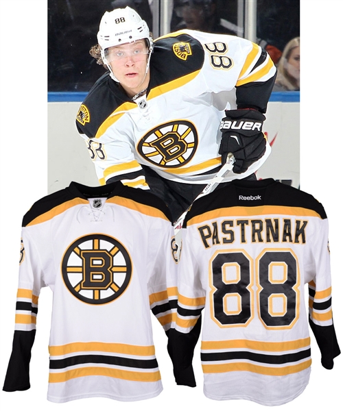 David Pastrnaks 2014-15 Boston Bruins Game-Worn Rookie Season Jersey with LOA