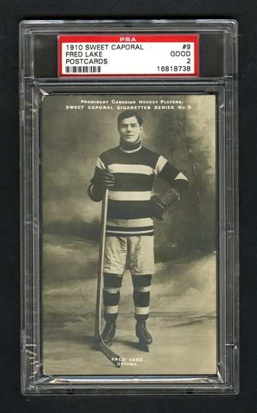 1910-11 Sweet Caporal Hockey Postcard #9 Frederick "Fred" Lake - Graded PSA 2