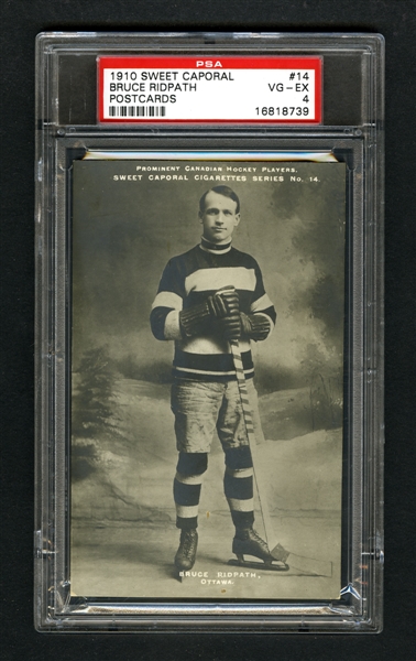 1910-11 Sweet Caporal Hockey Postcard #14 Bruce Ridpath - Graded PSA 4