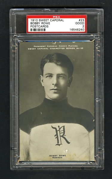 1910-11 Sweet Caporal Hockey Postcard #23 Bobby "Stubby" Rowe - Graded PSA 2
