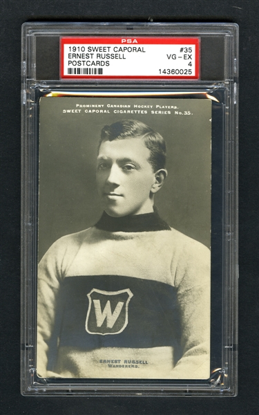 1910-11 Sweet Caporal Hockey Postcard #35 HOFer Ernest "Ernie" Russell - Graded PSA 4