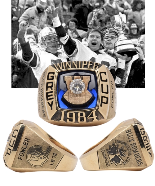 Delbert Fowlers 1984 Winnipeg Blue Bombers Grey Cup Championship 10K Gold Ring