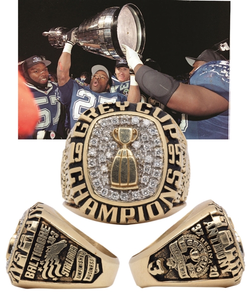 Karl Anthonys 1995 Baltimore Stallions Grey Cup Championship 10K Gold and Diamond Ring