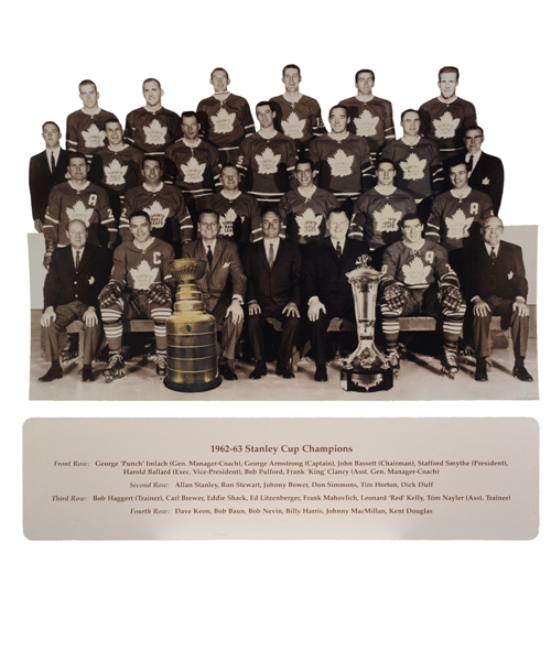 Toronto Maple Leafs 1962-63 Stanley Cup Champions Team Photo Display from Maple Leaf Gardens with LOA