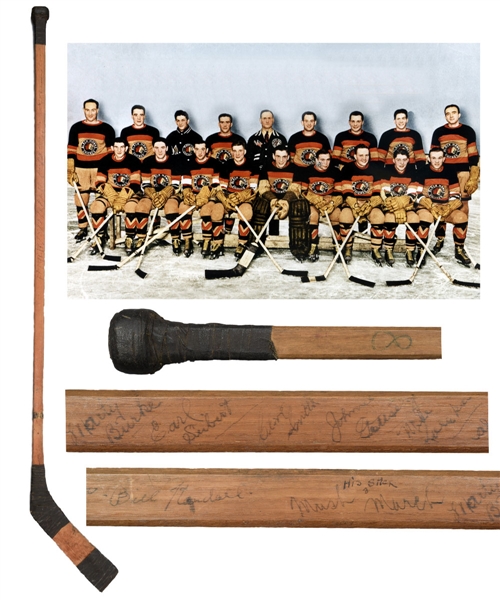 Chicago Black Hawks Mid-1930s Team-Signed Game-Used Stick