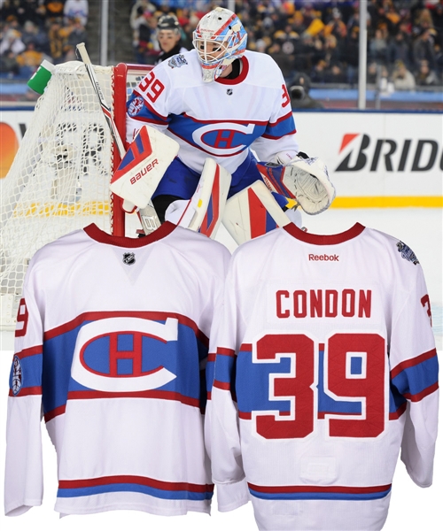 Mike Condons 2016 Winter Classic Montreal Canadiens Game-Worn Jersey with Team LOA - Photo-Matched to Spooner Glove Save!