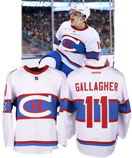 Brendan Gallaghers 2016 Winter Classic Montreal Canadiens Game-Worn Jersey with Team LOA - Photo-Matched to His Goal!
