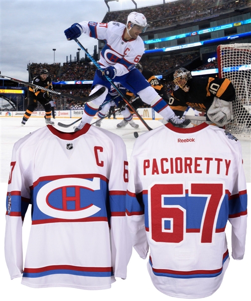 Max Paciorettys 2016 Winter Classic Montreal Canadiens Game-Worn Captains Jersey with Team LOA - Photo-Matched!