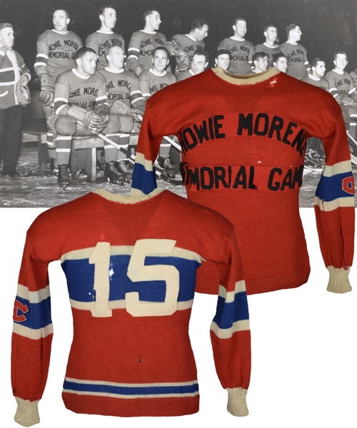 Babe Sieberts 1937 "Howie Morenz Memorial Game" Montreal Canadiens/Maroons Game-Worn Wool Jersey with LOA