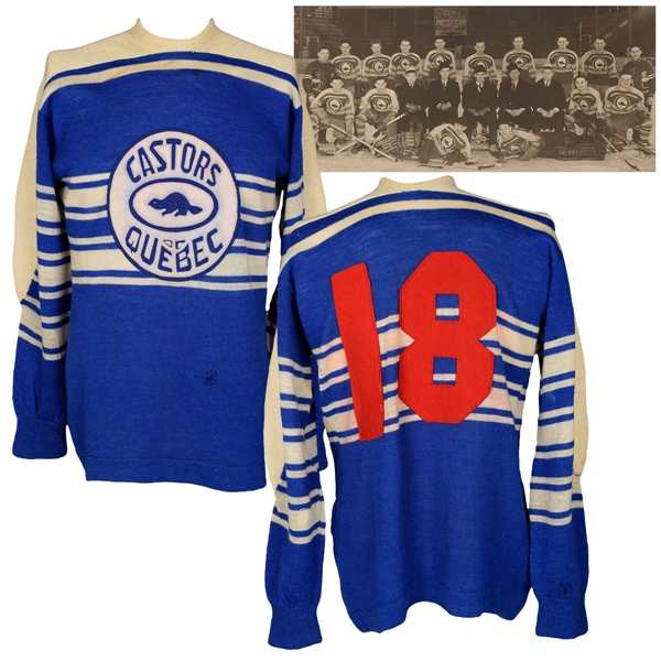 Vintage CAHL / QCJHL 1930s Quebec Beavers Game-Worn Wool Jersey