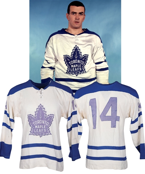 Dave Keons Circa 1963-64 Toronto Maple Leafs Game-Worn Jersey with LOA - Team Repairs! - Photo-Matched!