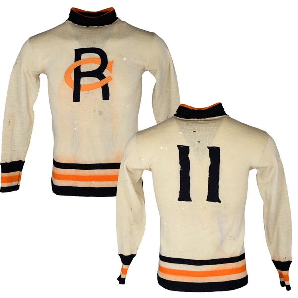 Vintage 1920s "CR" High Neck Game-Worn Wool Hockey Jersey