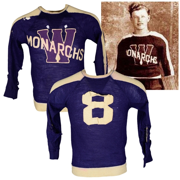 Bill Mosienkos 1939-40 MJHL Winnipeg Monarchs Game-Worn Wool Jersey Obtained from Family with LOA