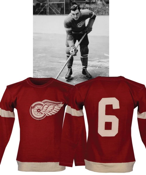 Larry Auries 1930s Detroit Red Wings Game-Worn Wool Jersey with LOA - Originally Obtained from Family