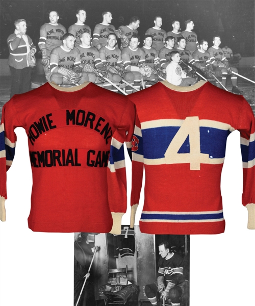 Spectacular 1937 Aurele Joliats "Howie Morenz Memorial Game" Montreal Canadiens/Maroons Game-Worn Wool Jersey with LOA