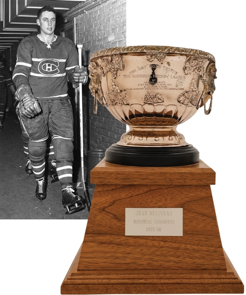 Jean Beliveaus 1955-56 Montreal Canadiens Art Ross Trophy from His Personal Collection with His Signed LOA (12")