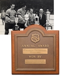 Jacques Laperrieres Original 1963-64 Calder Memorial Trophy Plaque with His Signed LOA