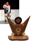 Jacques Laperrieres First NHL Goal Hockey Puck Trophy with His Signed LOA