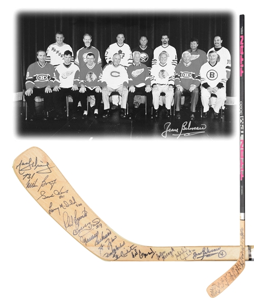 500-Goal Scorers Stick Autographed by 21 Featuring Richard, Howe, Gretzky and Lemieux with LOA