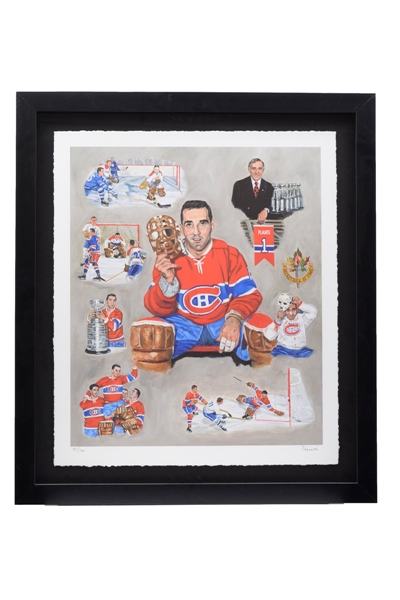 Jacques Plante and Ken Dryden Limited-Edition Retirement Night Michel Lapensee Framed Lithographs (28 ¾” x 32 ¾”)