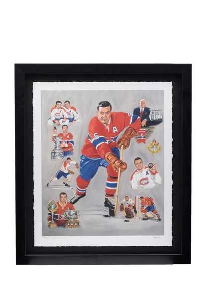 Howie Morenz, Boom Boom Geoffrion and Doug Harvey Limited-Edition Retirement Night Michel Lapensee Framed Lithographs (28 ¾” x 26 ¾”)