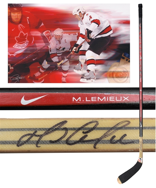 Mario Lemieuxs 2002 Salt Lake City Olympics Team Canada Nike Signed Game-Used Stick