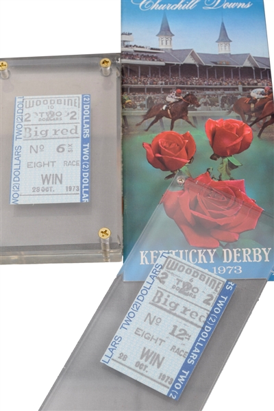1973 Secretariat (Big Red) Woodbine Uncashed $2 Win Ticket and 1973 Kentucky Derby Program - Secretariat Triple Crown Winner!