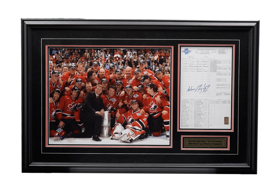 Wayne Gretzky Signed 2004 World Cup Team Canada Framed Display with WGA COA (25" x 38")