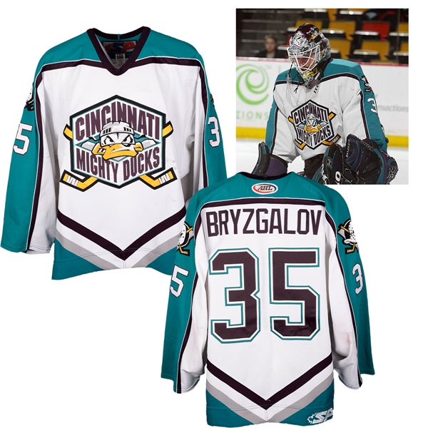Ilya Bryzgalovs 2004-05 AHL Cincinnati Mighty Ducks Game-Worn Jersey - Photo-Matched!