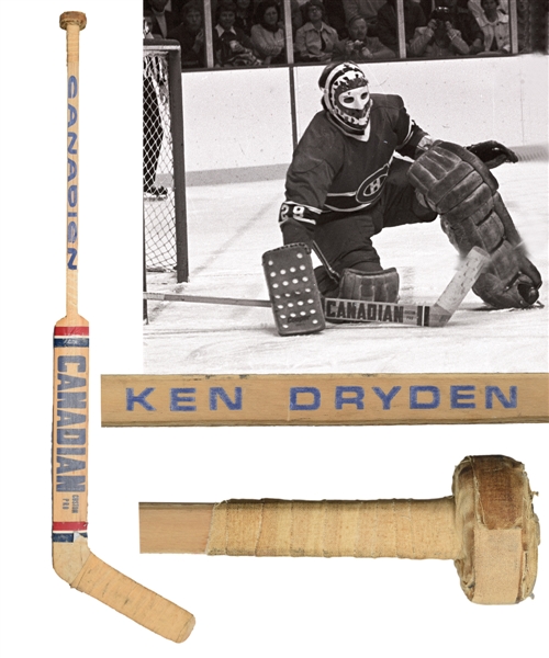 Ken Drydens Mid-1970s Montreal Canadiens "Canadian" Game-Used Stick