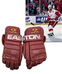 Brendan Shanahans 1996-97 Detroit Red Wings Signed Easton Game-Used Stanley Cup Finals Gloves - Photo-Matched!