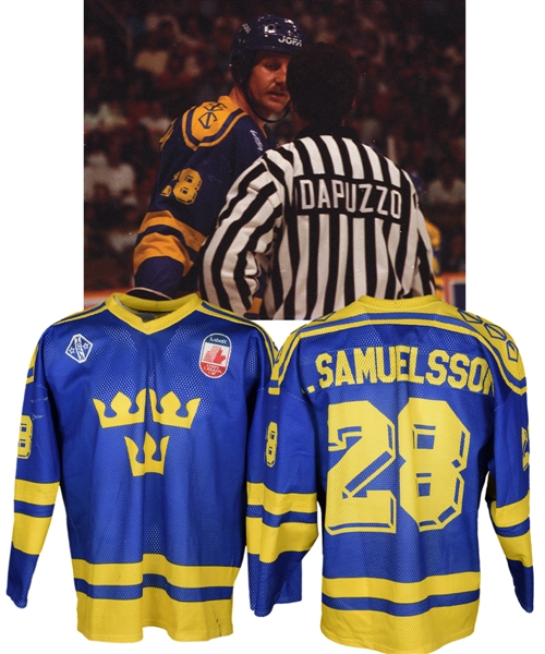 Kjell Samuelssons 1991 Canada Cup Team Sweden Game-Worn Jersey - Photo-Matched!